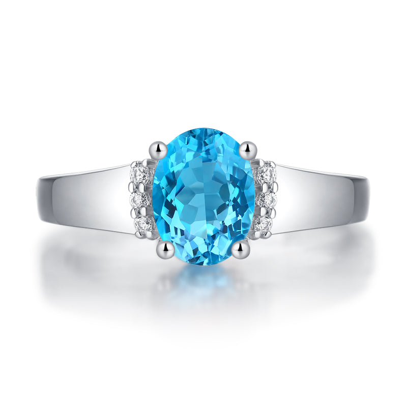 LANjewels Classic Oval Topaz Ring 1.6 ct