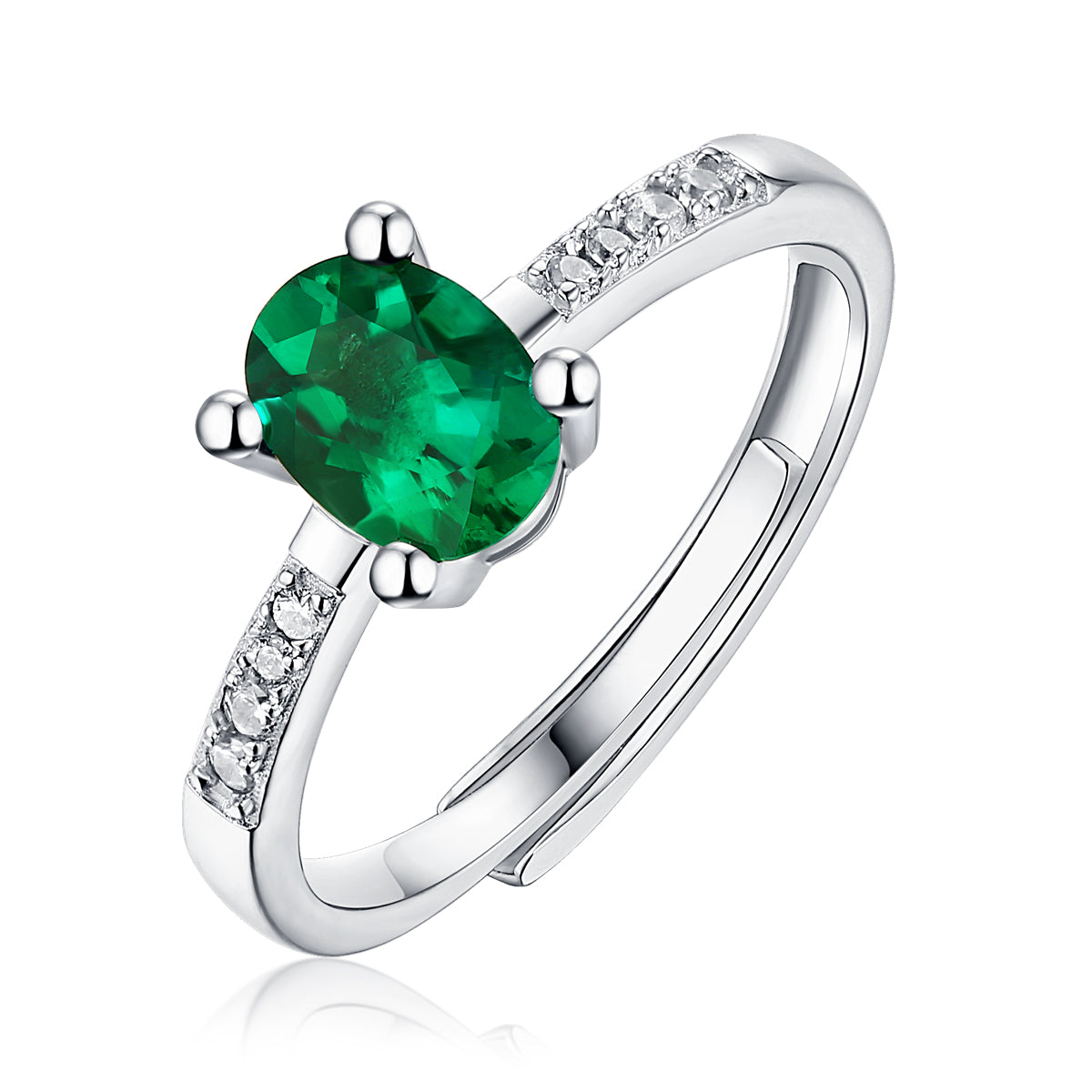 LANjewels Oval Shape Emerald Gemstone Ring 1.0 ct