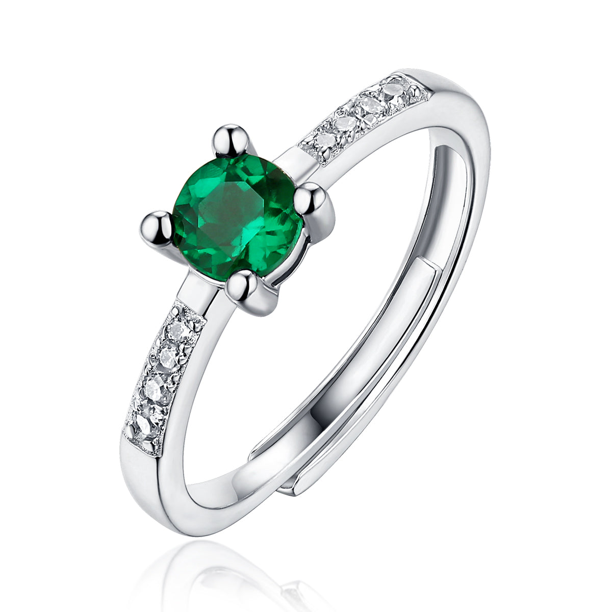 LANjewels French Pave Emerald Gemstone Ring 0.5 ct