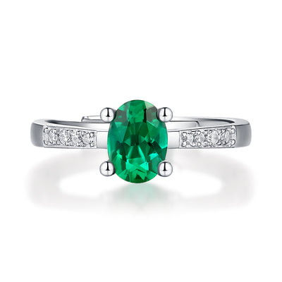 LANjewels Oval Shape Emerald Gemstone Ring 1.0 ct