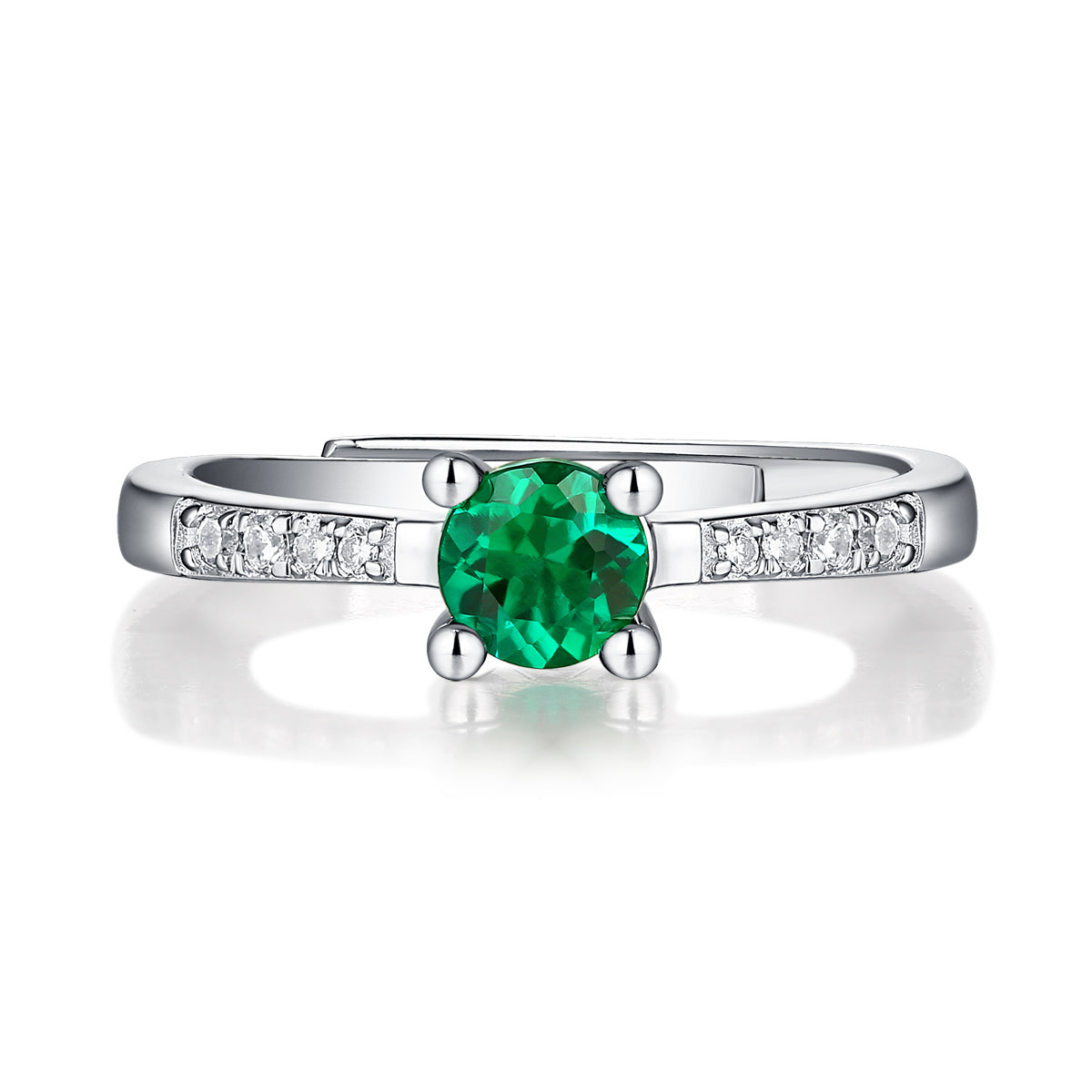 LANjewels French Pave Emerald Gemstone Ring 0.5 ct