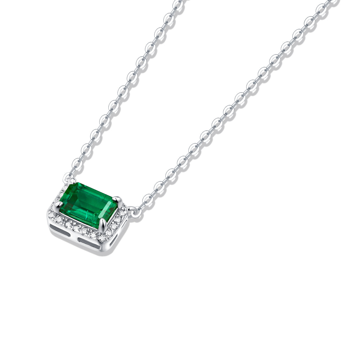 LANjewels Selection Emerald Pendant Necklaces 1.0 ct