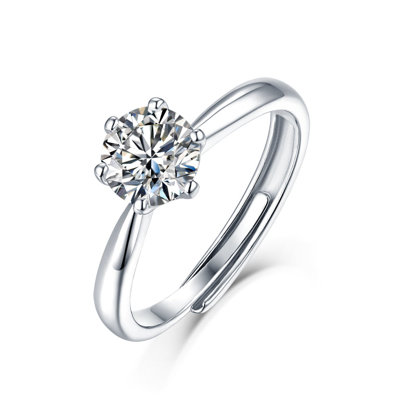 LANjewels Classic Six-Prong Moissanite Engagement Ring