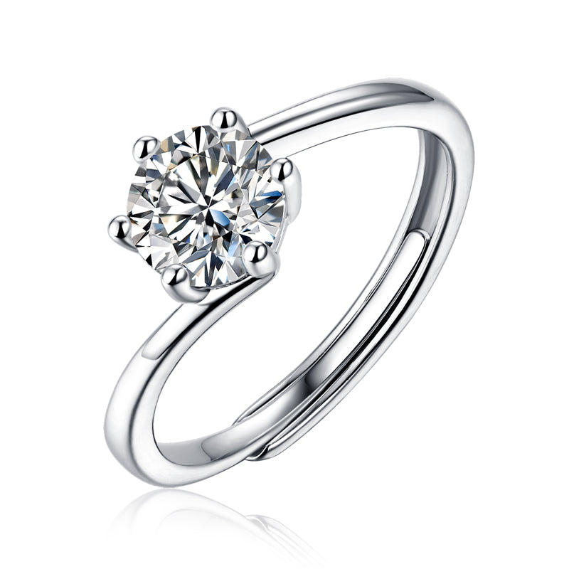 LANjewels Twisted Setting Moissanite Engagement Ring