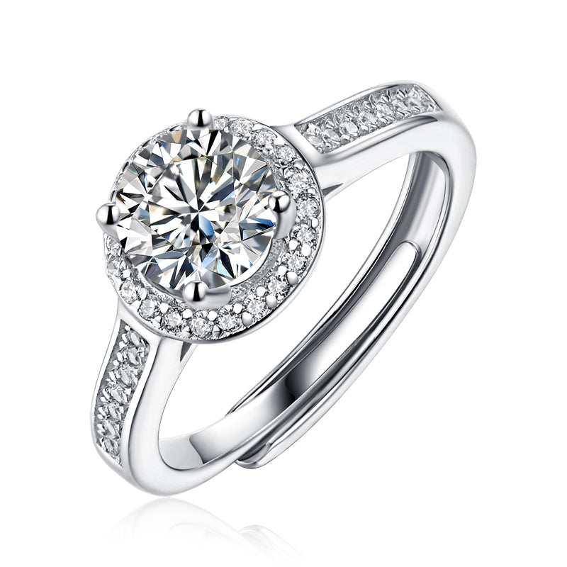 LANjewels Stunning Halo Moissanite Engagement Ring