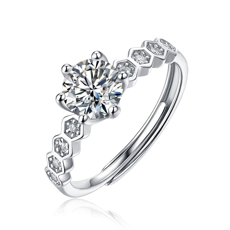 LANjewels Round Six-Prong Moissanite Engagement Ring