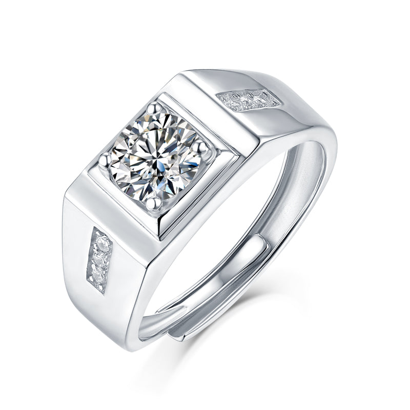 LANjewels Trellis Setting Men's Moissanite Engagement Ring 1.0 ct