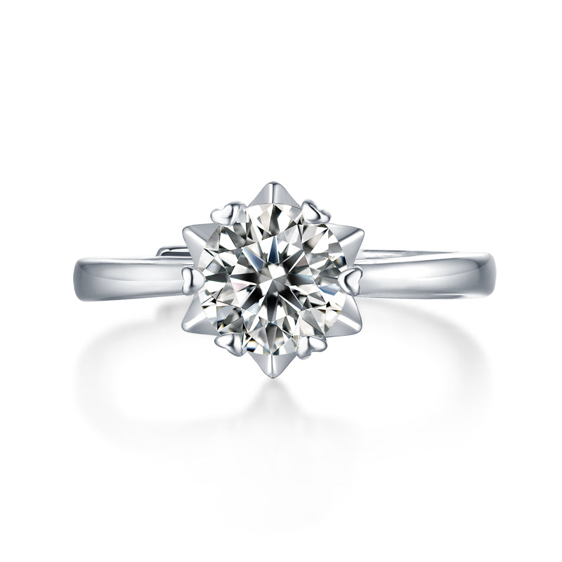 LANjewels Snow Shape Moissanite Engagement Ring