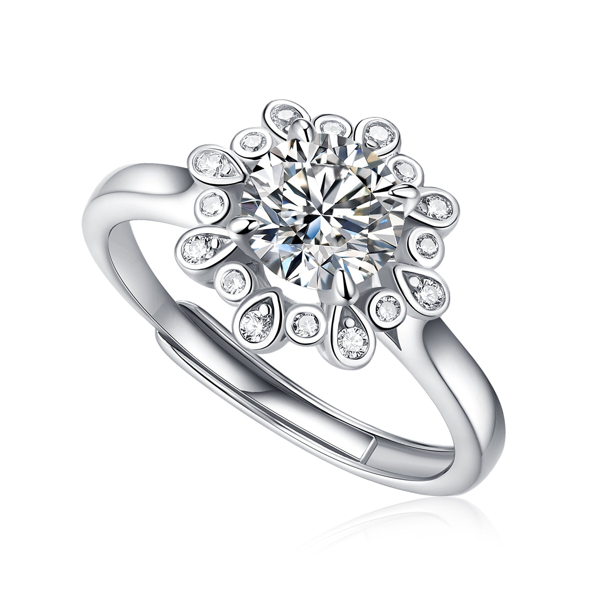 LANjewels Star Halo Moissanite Engagement Ring 1.0 ct