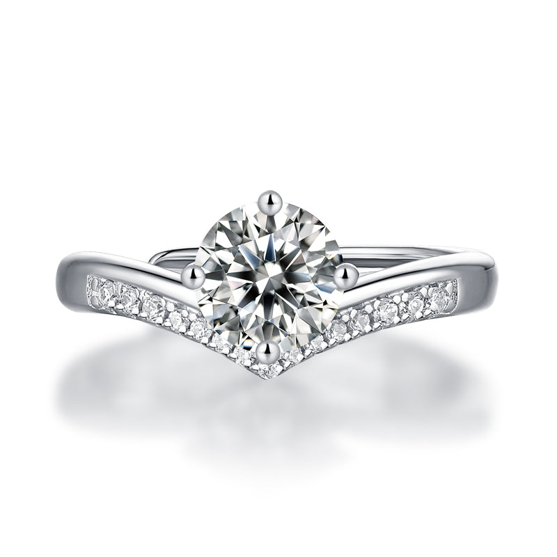 LANjewels Princess Crown Moissanite Engagement Ring