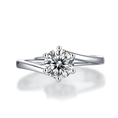 LANjewels Twisted Setting Moissanite Engagement Ring