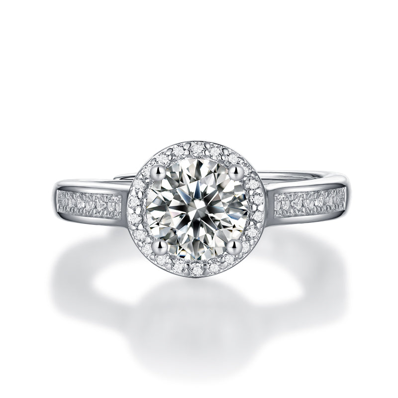 LANjewels Stunning Halo Moissanite Engagement Ring