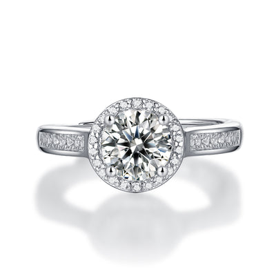 LANjewels Stunning Halo Moissanite Engagement Ring