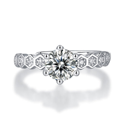 LANjewels Round Six-Prong Moissanite Engagement Ring