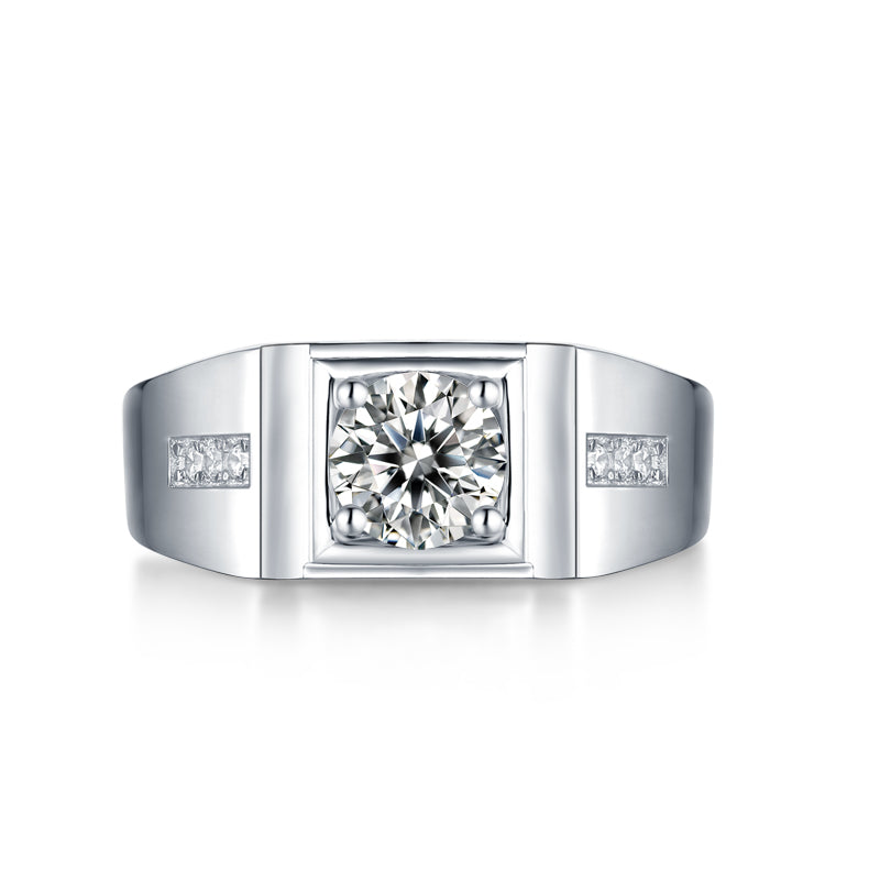 LANjewels Trellis Setting Men's Moissanite Engagement Ring 1.0 ct