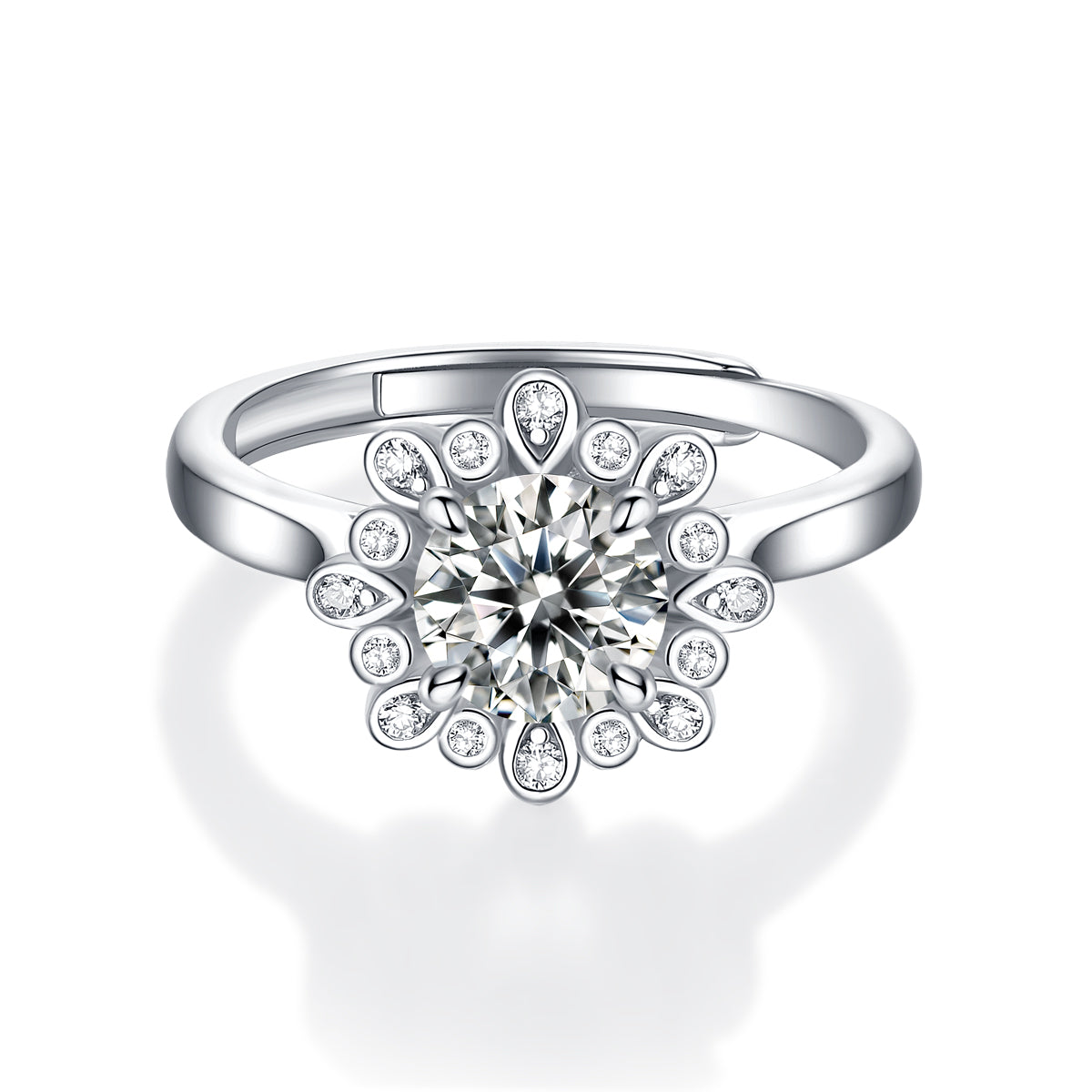 LANjewels Star Halo Moissanite Engagement Ring 1.0 ct