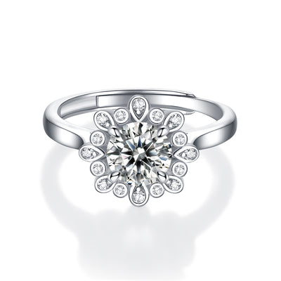 LANjewels Star Halo Moissanite Engagement Ring 1.0 ct