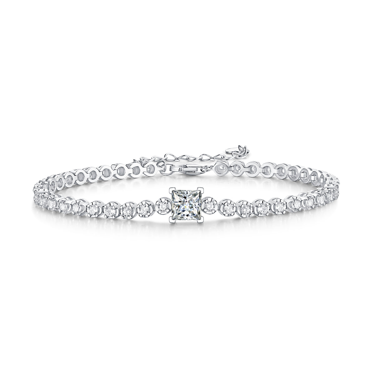 Lanjewels Square Princess Moissanite Tennis Bracelet 1.0 ct