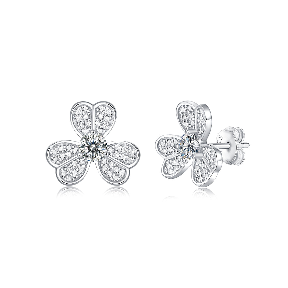 LANjewels Flower Shape Moissanite Stud Earrings (0.8 ct.tw.)