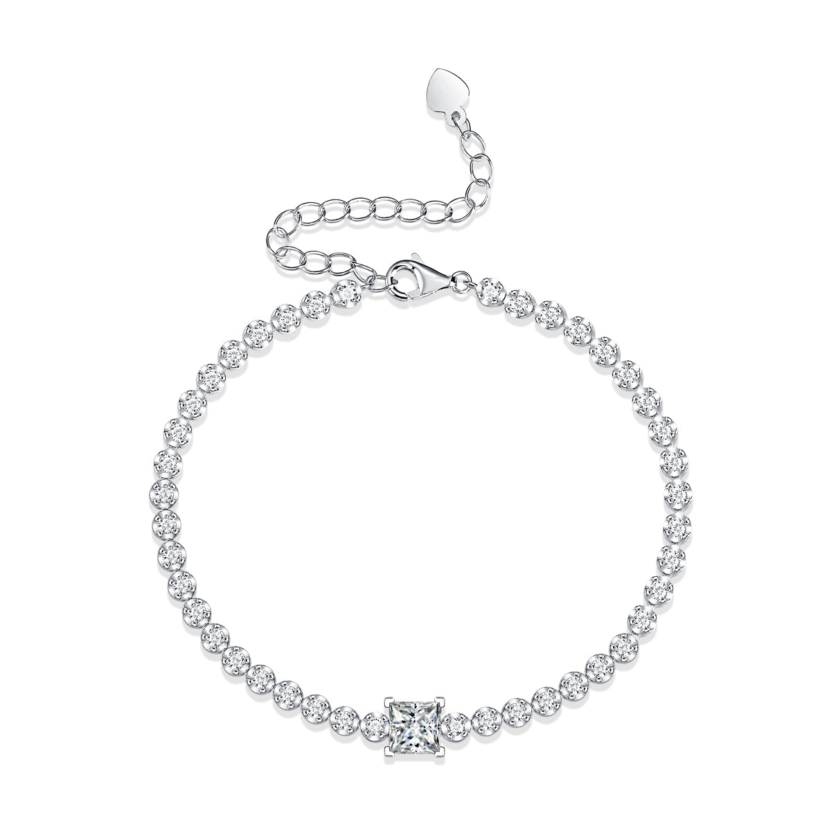 Lanjewels Square Princess Moissanite Tennis Bracelet 1.0 ct