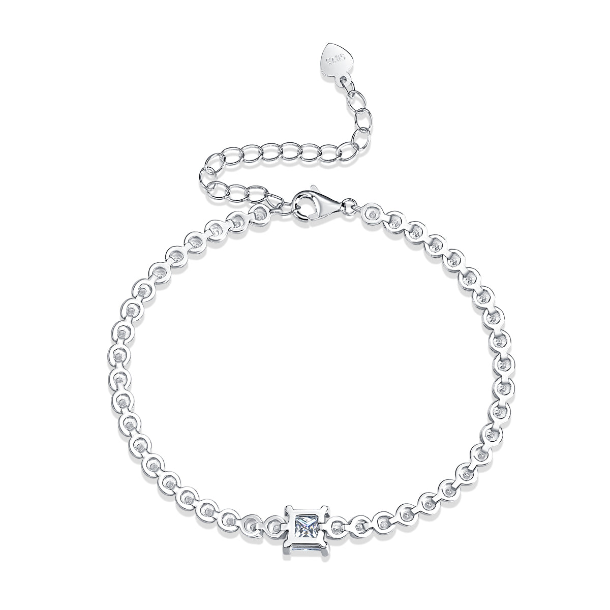 Lanjewels Square Princess Moissanite Tennis Bracelet 1.0 ct