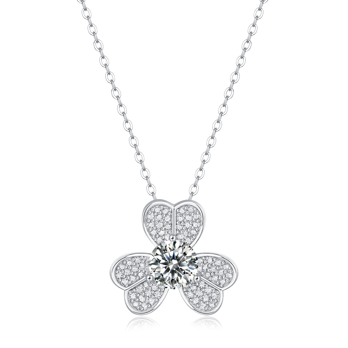 LANjewels Flower Moissanite Pendant Necklaces 1.0ct