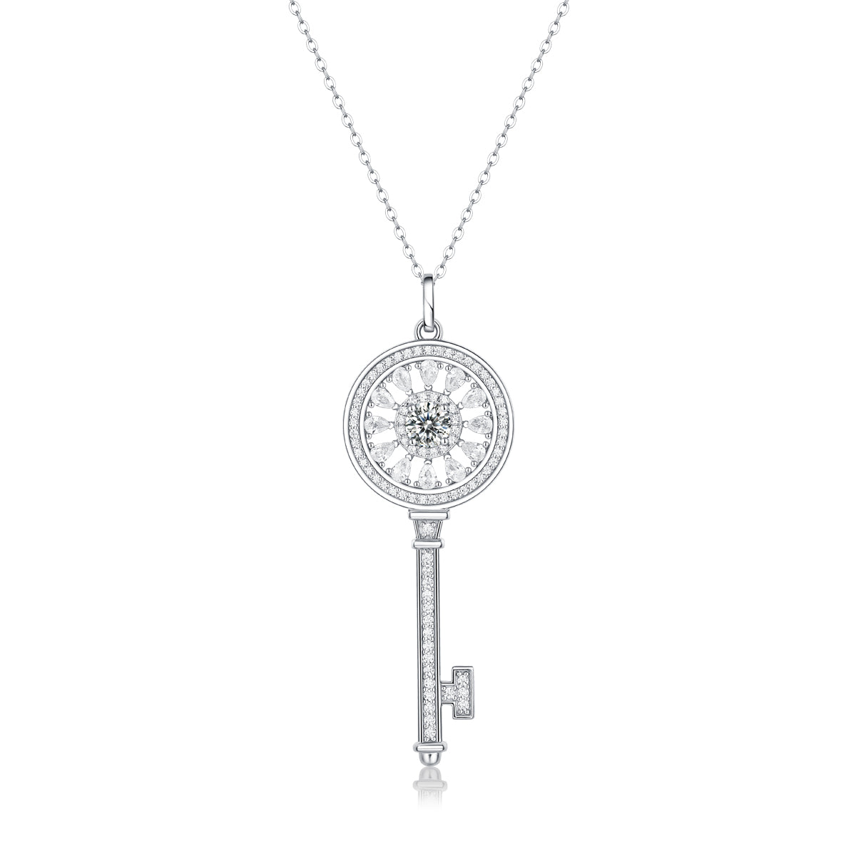 LANjewels Key Flower Moissanite Pendant Necklaces 0.5ct