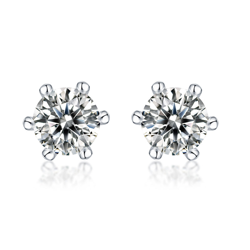 LANjewels Classic Six-Prong Moissanite Stud Earrings ( 1.0 ct.tw.)