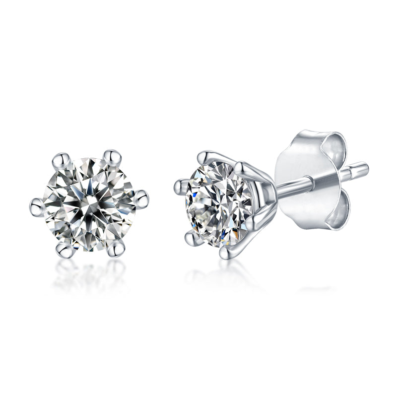 LANjewels Classic Six-Prong Moissanite Stud Earrings ( 1.0 ct.tw.)