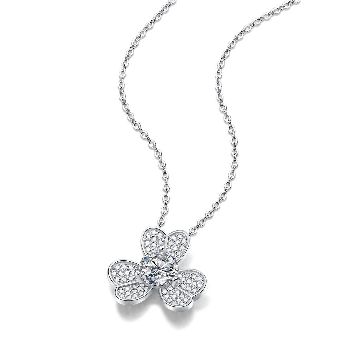 LANjewels Flower Moissanite Pendant Necklaces 1.0ct