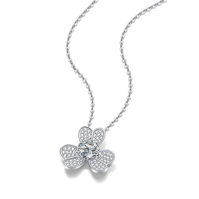 LANjewels Flower Moissanite Pendant Necklaces 1.0ct