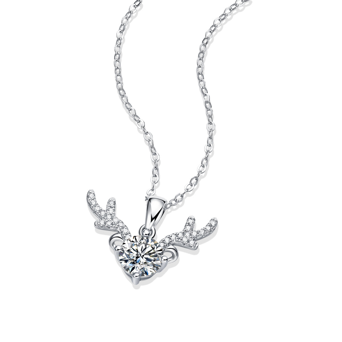 LANjewels Antlers Moissanite Pendant Necklaces 1.0ct