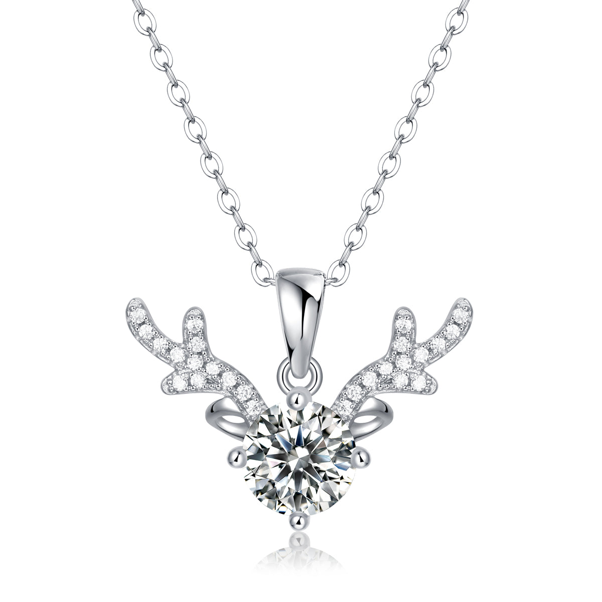 LANjewels Antlers Moissanite Pendant Necklaces 1.0ct