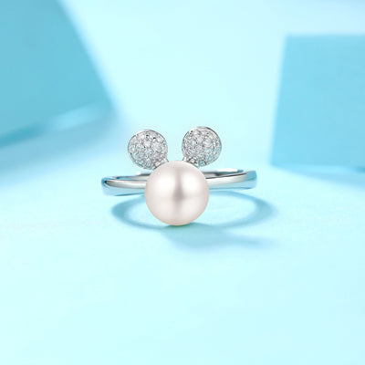 LANjewels Cartoon Pearl Mouse Ring