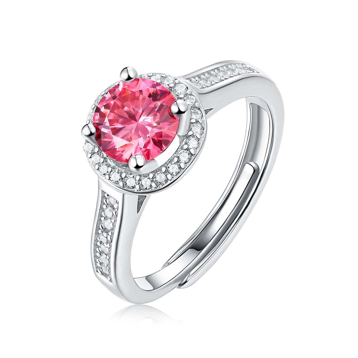 LANjewels Luxury Halo Pink Moissanite Ring 1.0 ct