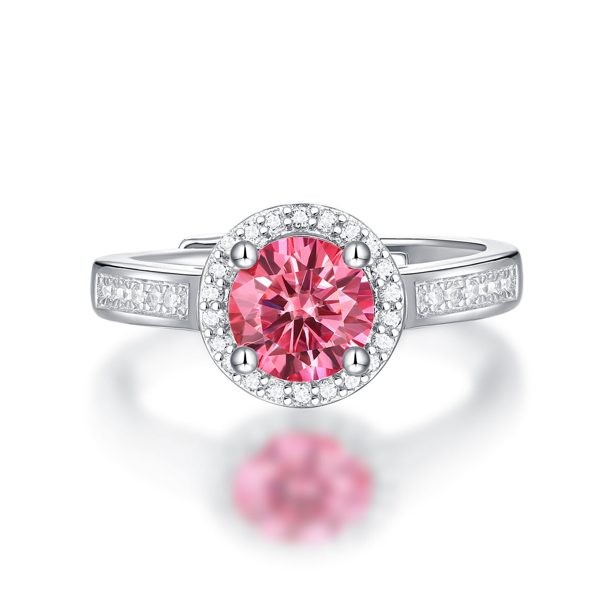 LANjewels Luxury Halo Pink Moissanite Ring 1.0 ct