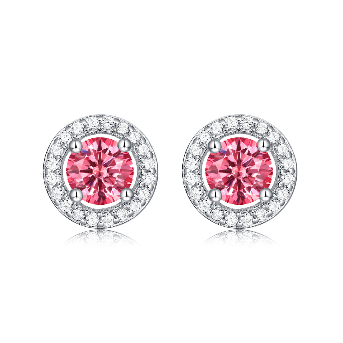 LANjewels Stunning Halo Pink Moissanite Stud Earrings (1.0 ct.tw.)