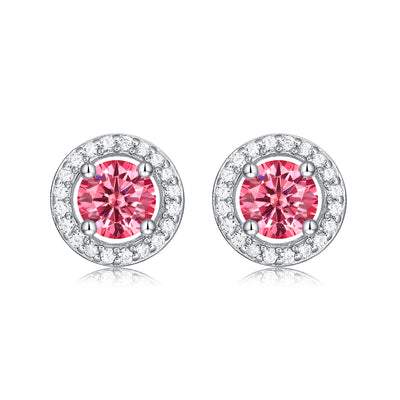 LANjewels Stunning Halo Pink Moissanite Stud Earrings (1.0 ct.tw.)