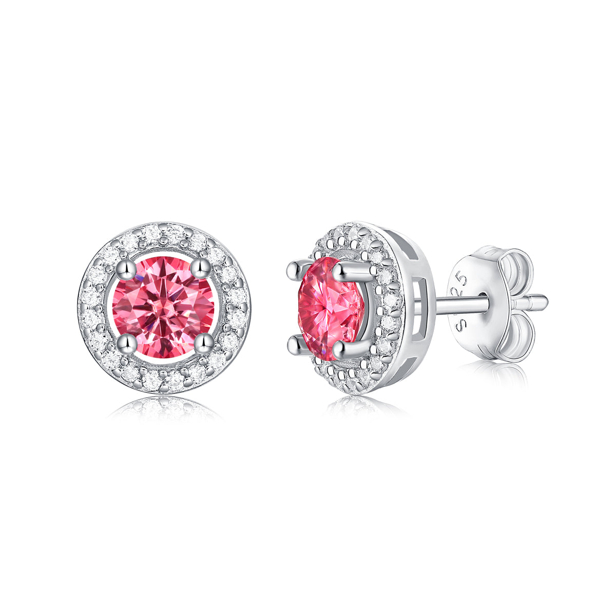 LANjewels Stunning Halo Pink Moissanite Stud Earrings (1.0 ct.tw.)