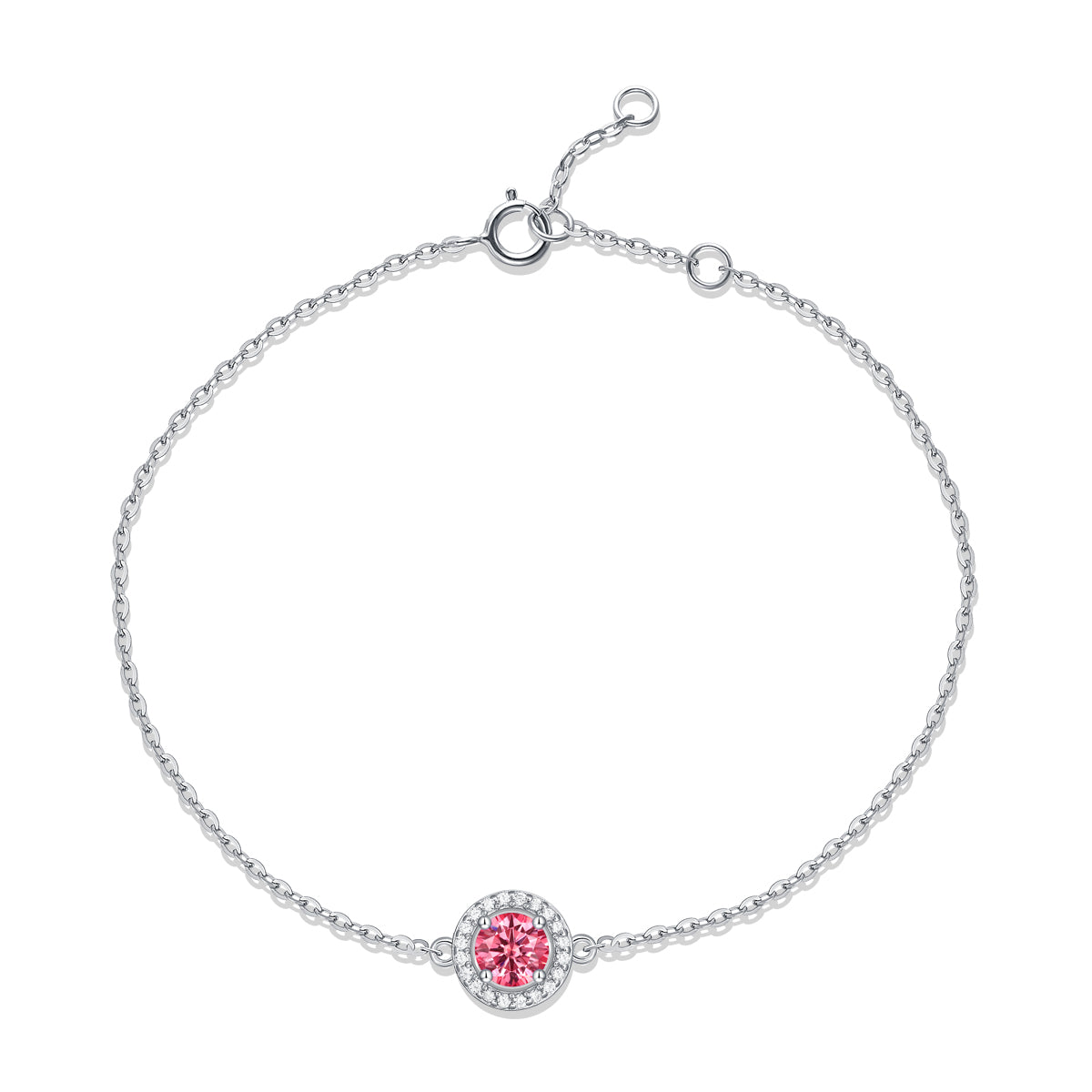 Lanjewels Round Halo Pink Moissanite Bracelet 0.5 ct