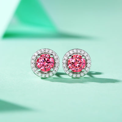 LANjewels Stunning Halo Pink Moissanite Stud Earrings (1.0 ct.tw.)