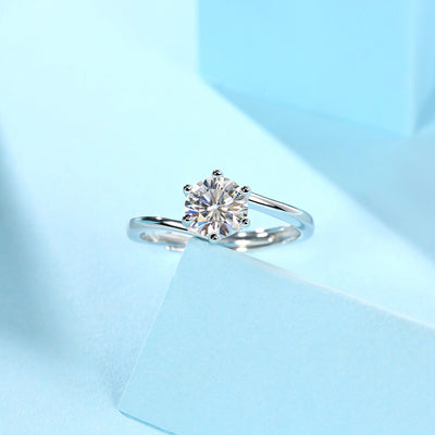 LANjewels Twisted Setting Moissanite Engagement Ring