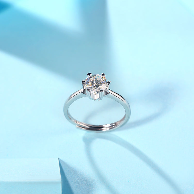 LANjewels Snow Shape Moissanite Engagement Ring