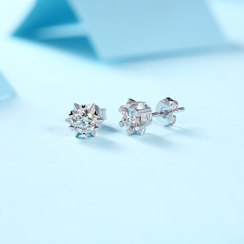 LANjewels Snowflake Moissanite Stud Earrings ( 1.0 ct.tw.)