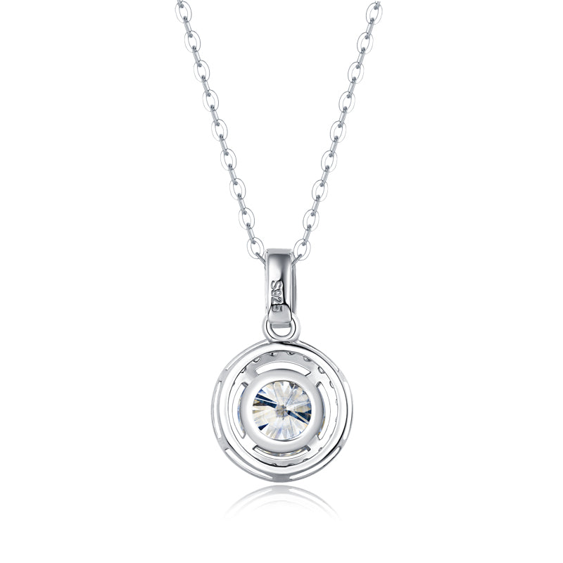 LANjewels Halo Moissanite Pendant Necklace 1.0 ct