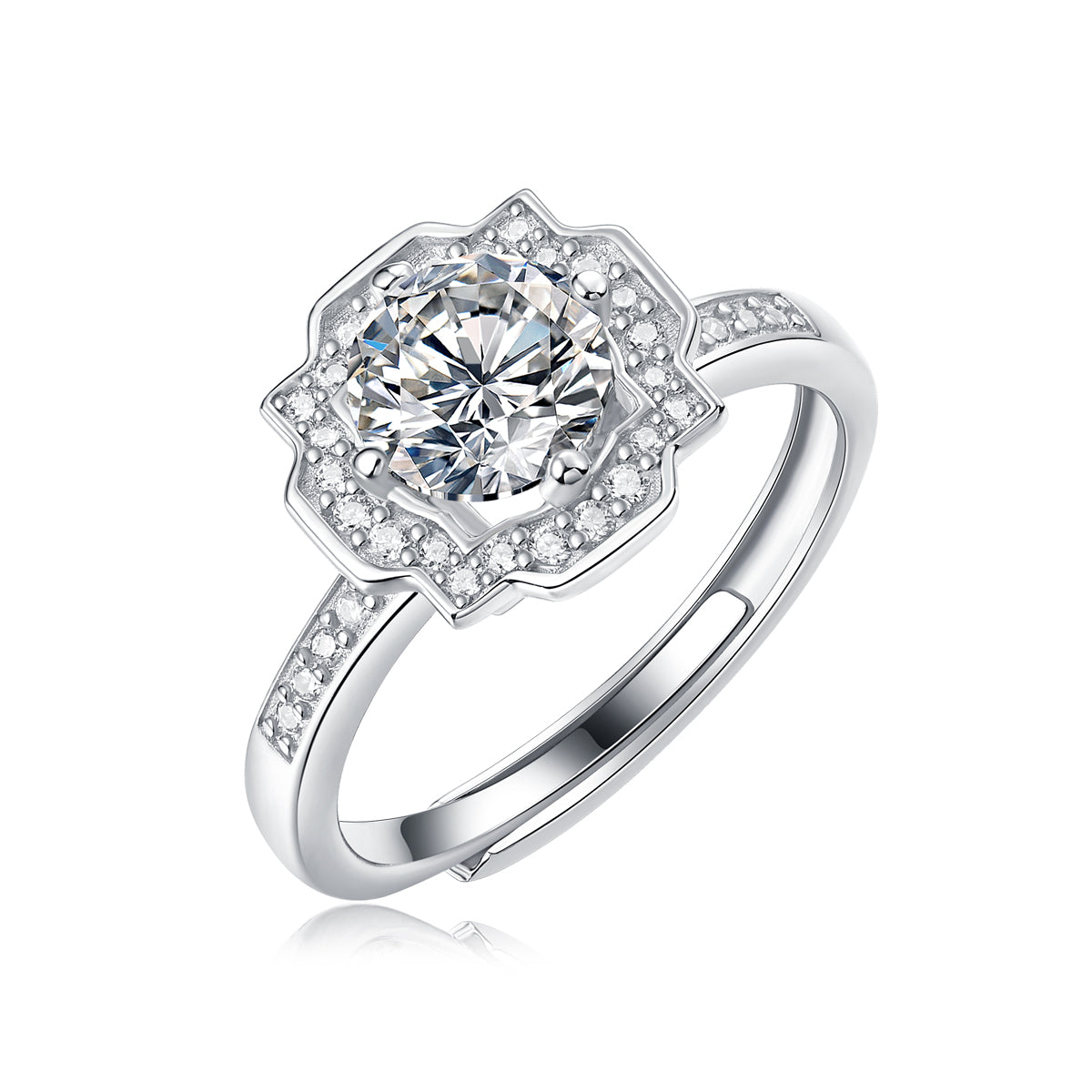 LANjewels Harry Halo Moissanite Engagement Ring 1.0 ct