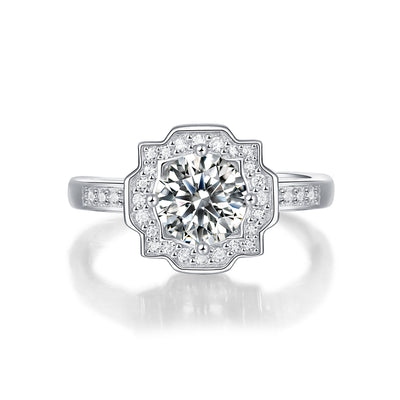 LANjewels Harry Halo Moissanite Engagement Ring 1.0 ct