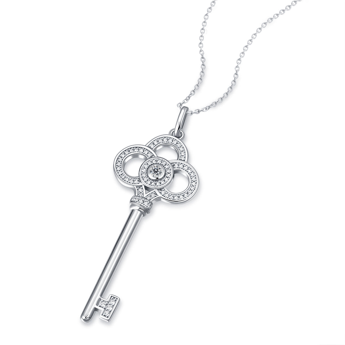 LANjewels Sincere Key Moissanite Pendant Necklaces