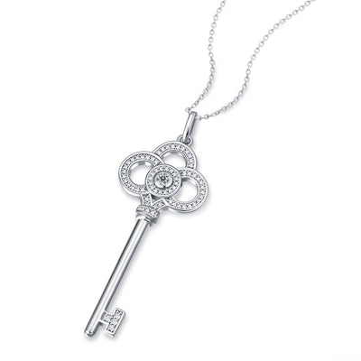 LANjewels Sincere Key Moissanite Pendant Necklaces