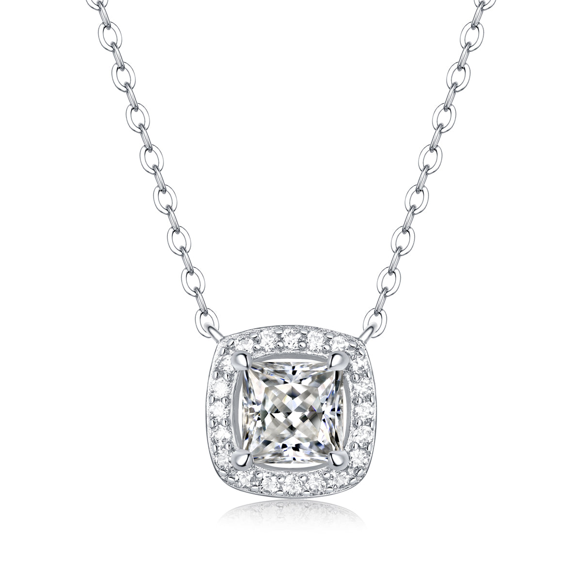 LANjewels Square Moissanite Pendant Necklaces 1.0ct